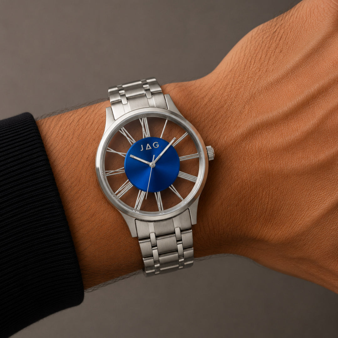 JAG Gerroa Mens Blue Dial 43mm Silver Watch
