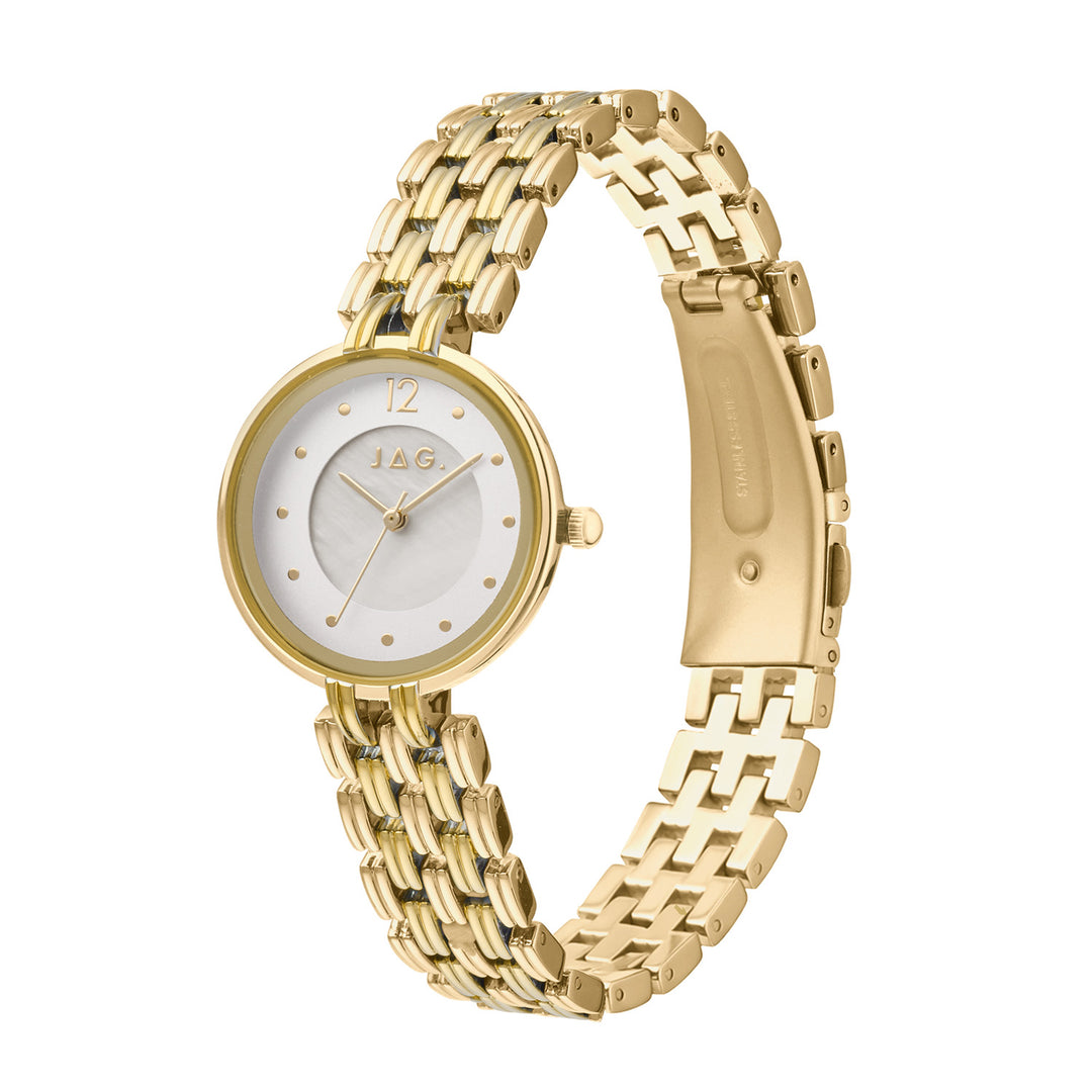 JAG Iluka Womens White MOP Dial 30mm Gold Watch