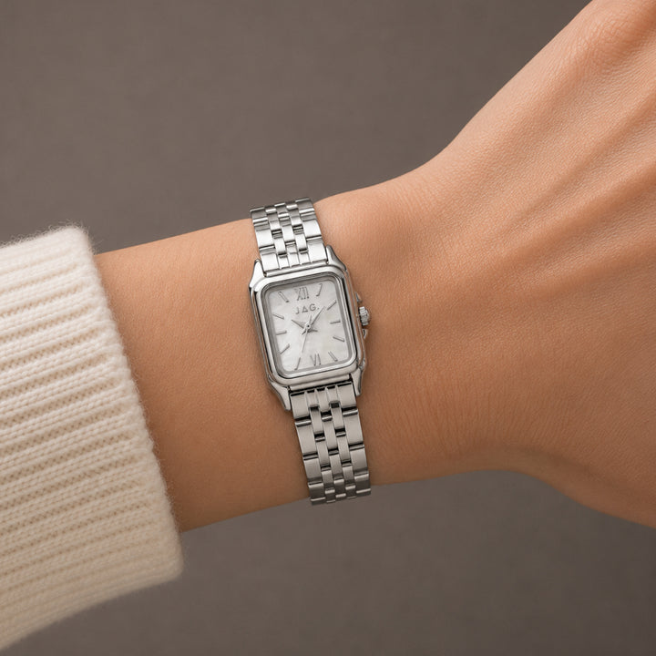 JAG Berrima Womens White MOP Dial 20.3mm Silver Watch