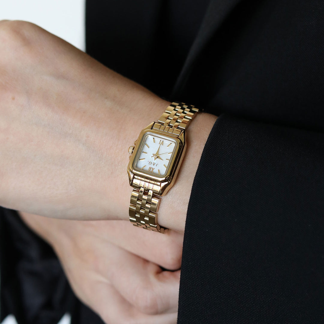 JAG Berrima Womens White MOP Dial 20.3mm Gold Watch