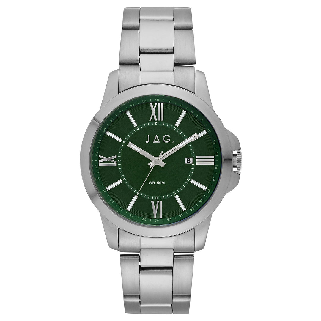 JAG Xavier Mens Green Dial  44mm Silver Watch