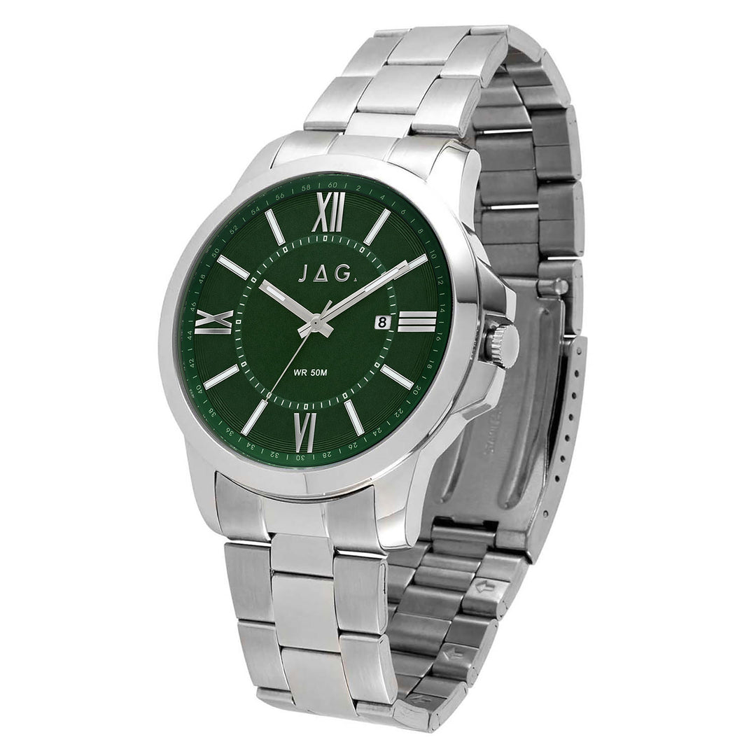 JAG Xavier Mens Green Dial  44mm Silver Watch
