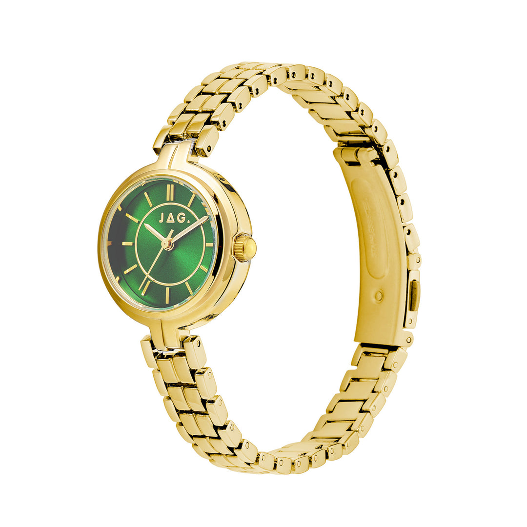 Kelly Womens Green Dial 27mm Gold Watch
