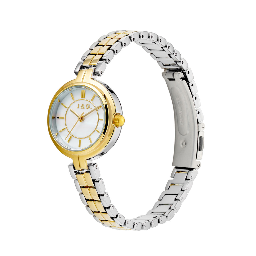 Kelly Womens White MOP Dial 27mm Gold & Silver Watch