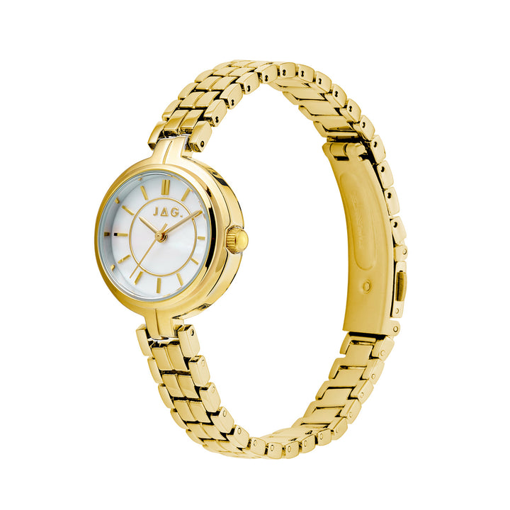 Kelly Womens White MOP Dial 27mm Gold Watch