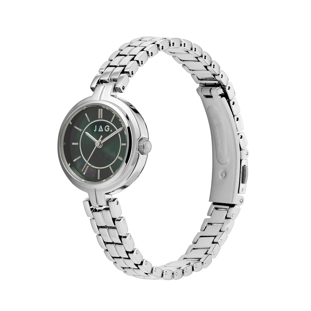 Kelly Womens Black MOP Dial 27mm Silver Watch