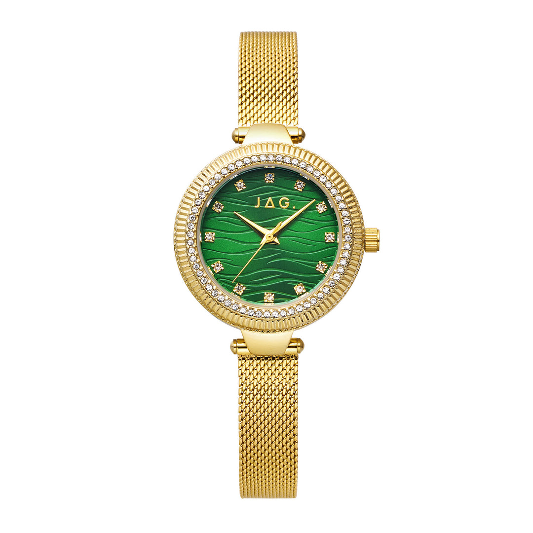 Maddy Womens Green Dial 31mm Gold Watch