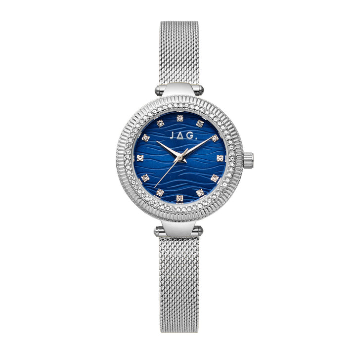 Maddy Womens Blue Dial 31mm Silver Watch
