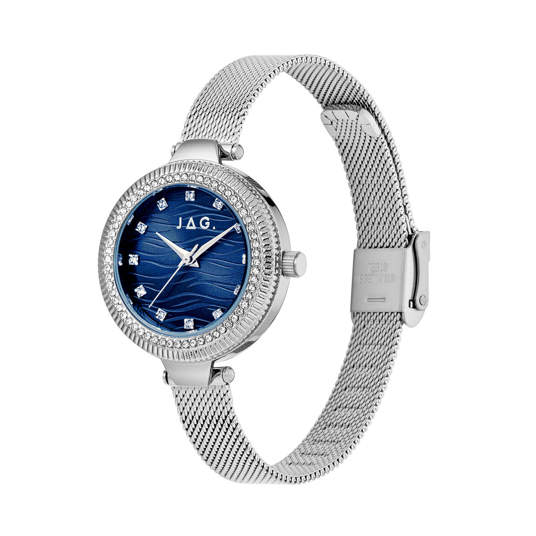 Maddy Womens Blue Dial 31mm Silver Watch
