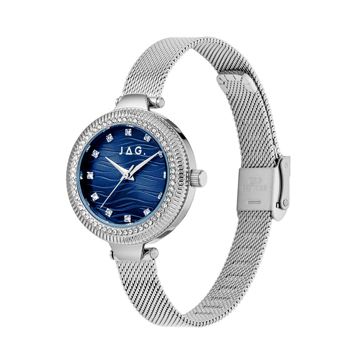 Maddy Womens Blue Dial 31mm Silver Watch