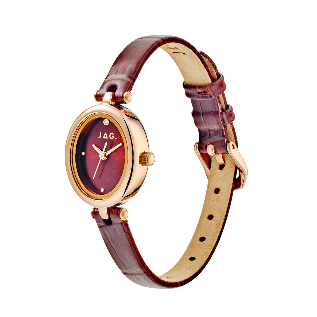 Emilie Womens Brown Dial 20.5mm Brown Strap Watch