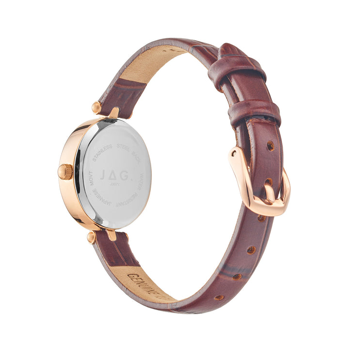 Emilie Womens Brown Dial 20.5mm Brown Strap Watch
