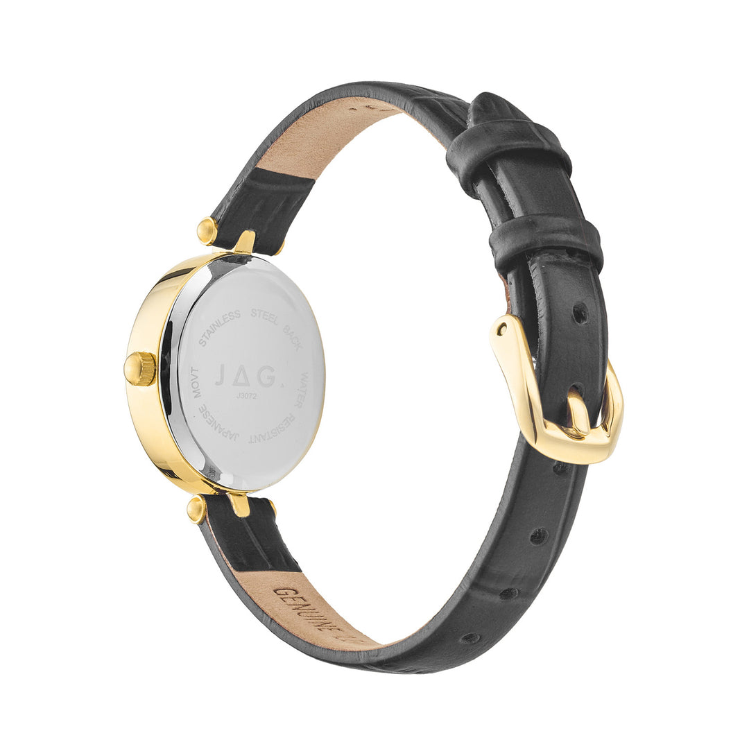 Emilie Womens Gold Dial 20.5mm Black Strap Watch