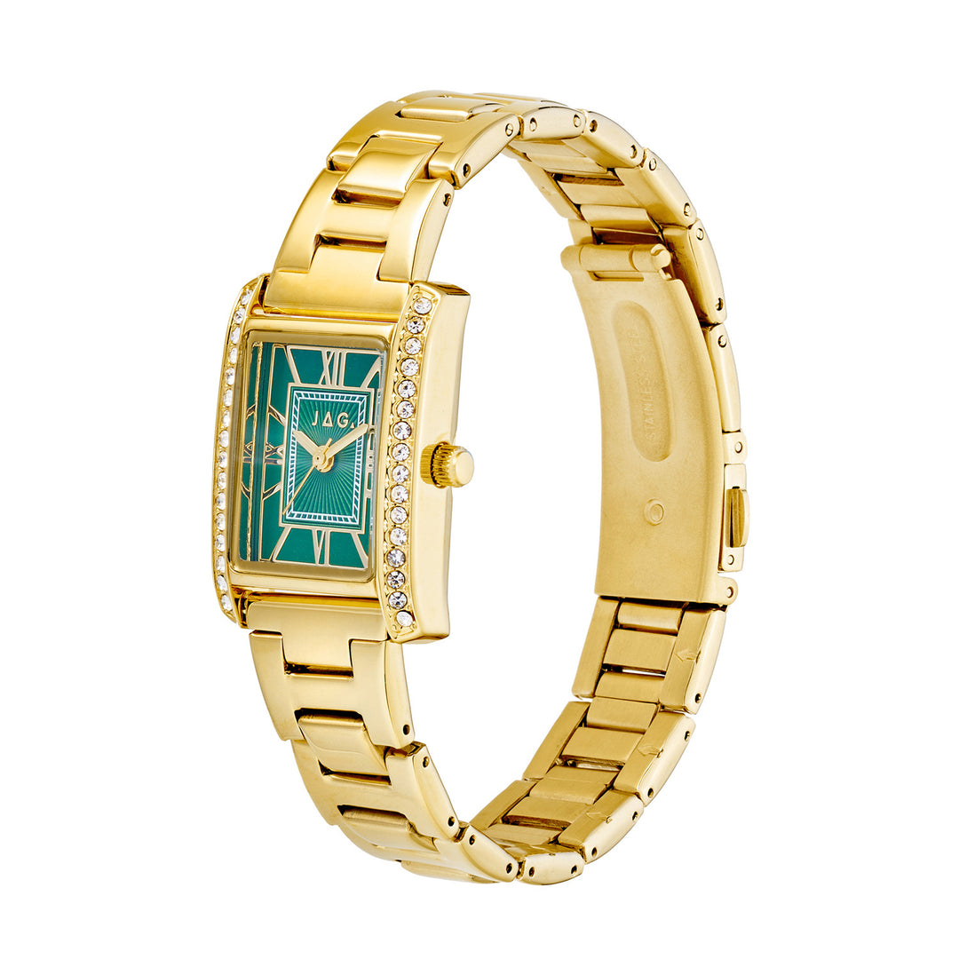 Sienna Womens Green Dial 22mm Gold Watch