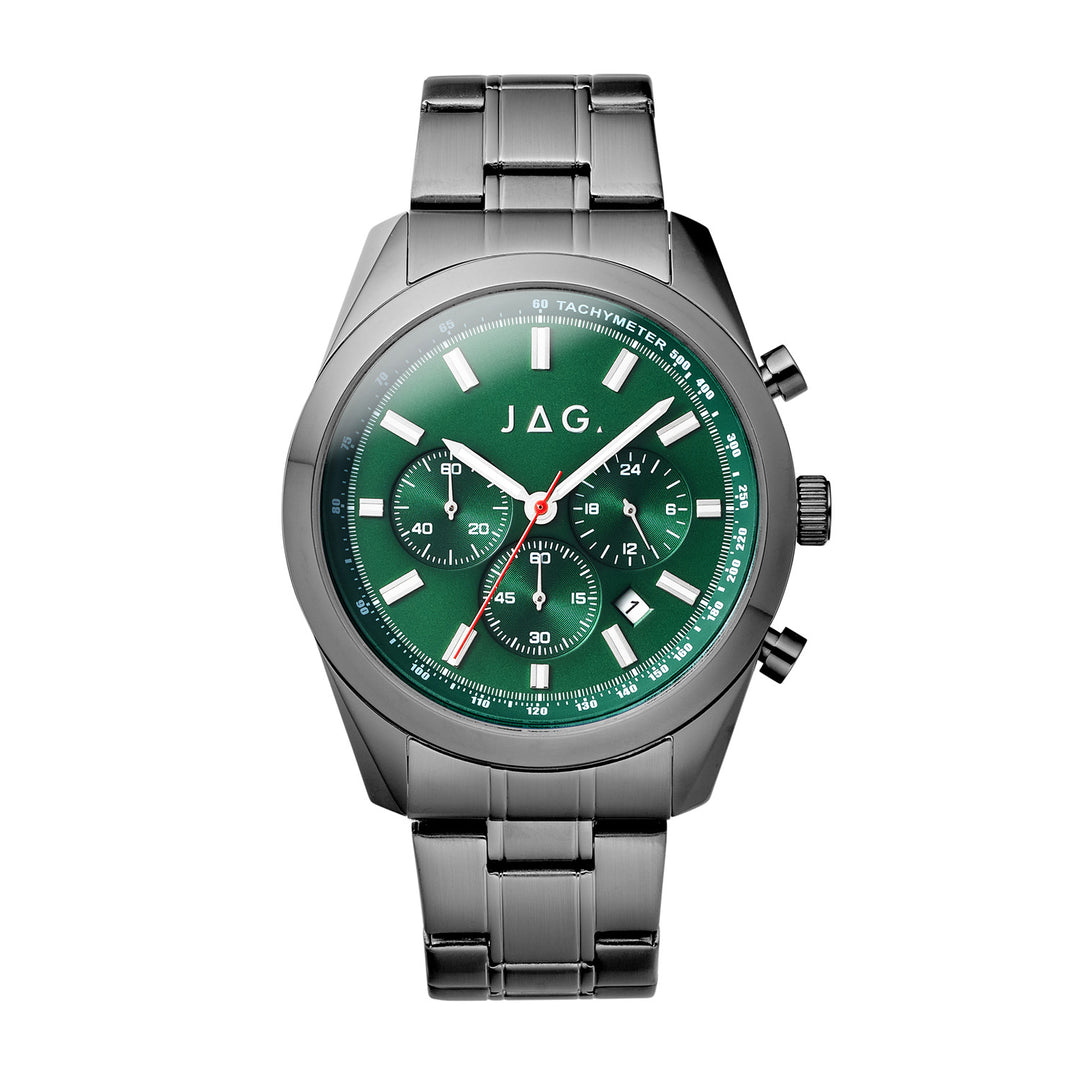 Rhys Mens Green Dial 43mm Gunmetal Watch
