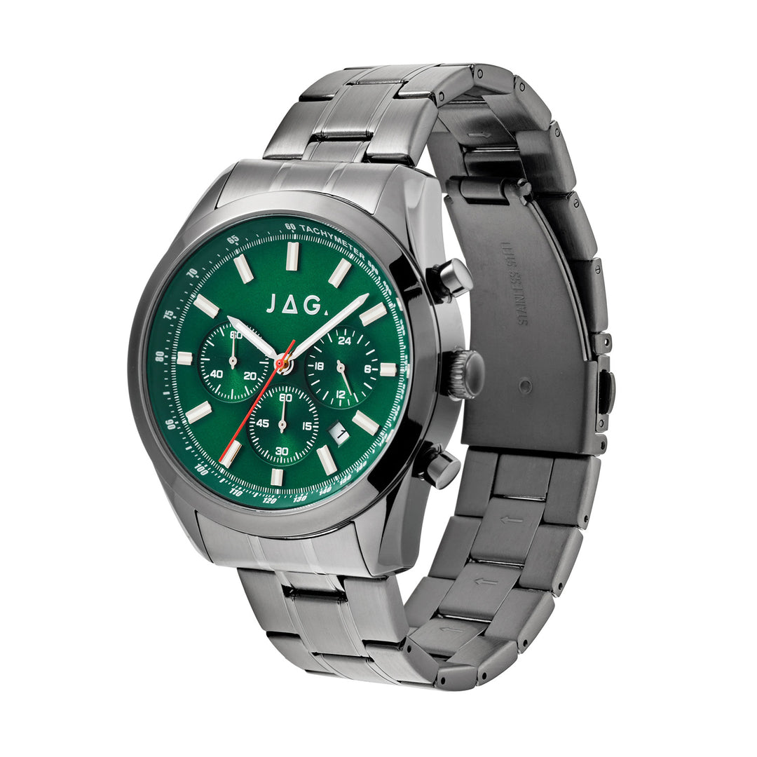 Rhys Mens Green Dial 43mm Gunmetal Watch