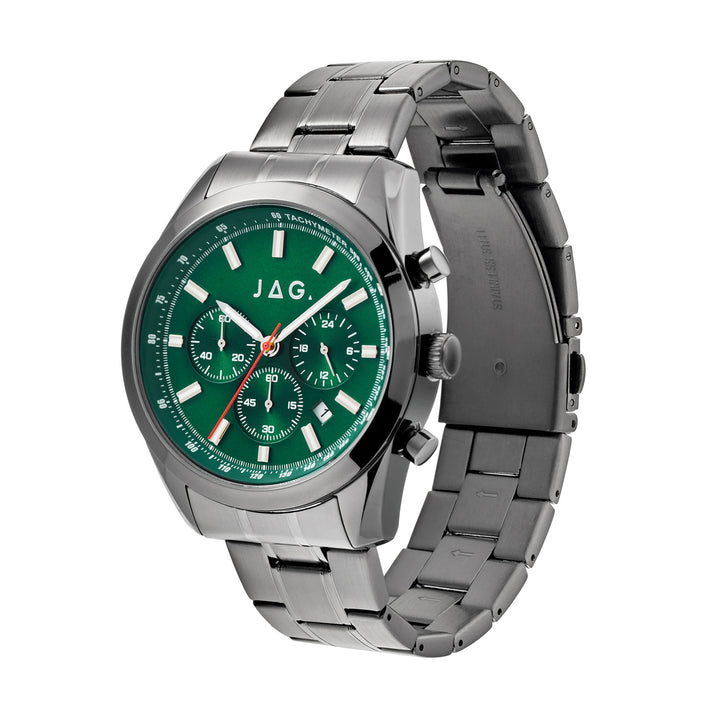 Rhys Mens Green Dial 43mm Gunmetal Watch