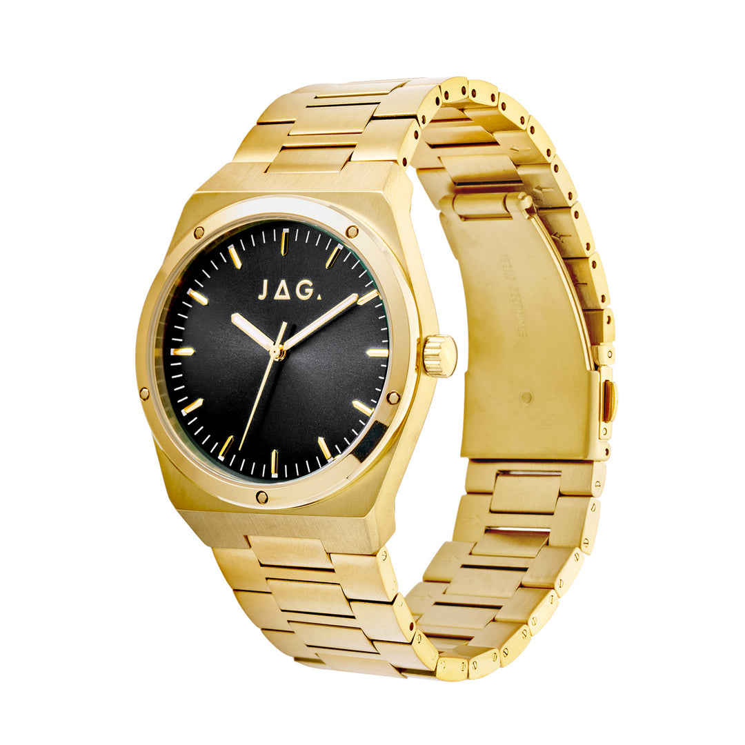 Arlo Mens Black Dial 41mm Gold Watch