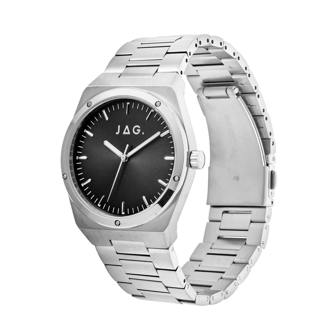 Arlo Mens Black Dial 41mm Silver Watch