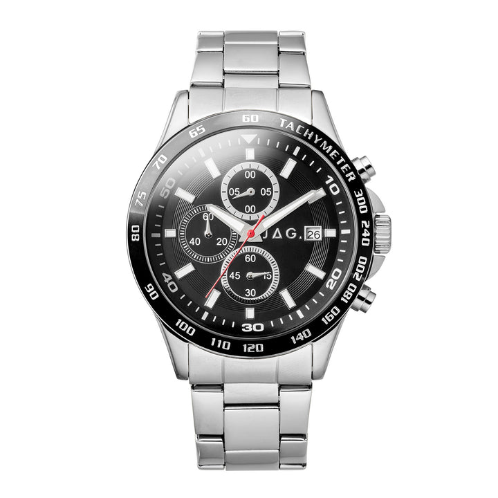 Callum Mens Black Dial 42mm Silver Watch