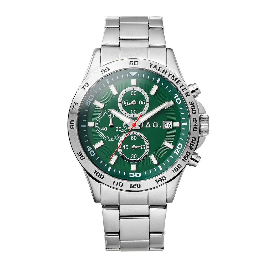 Callum Mens Green Dial 42mm Silver Watch