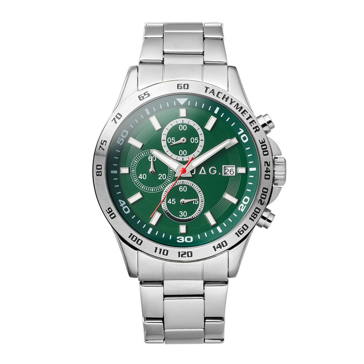 Callum Mens Green Dial 42mm Silver Watch