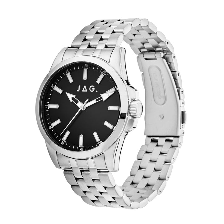Ethan Mens Black Dial 41mm Silver Watch