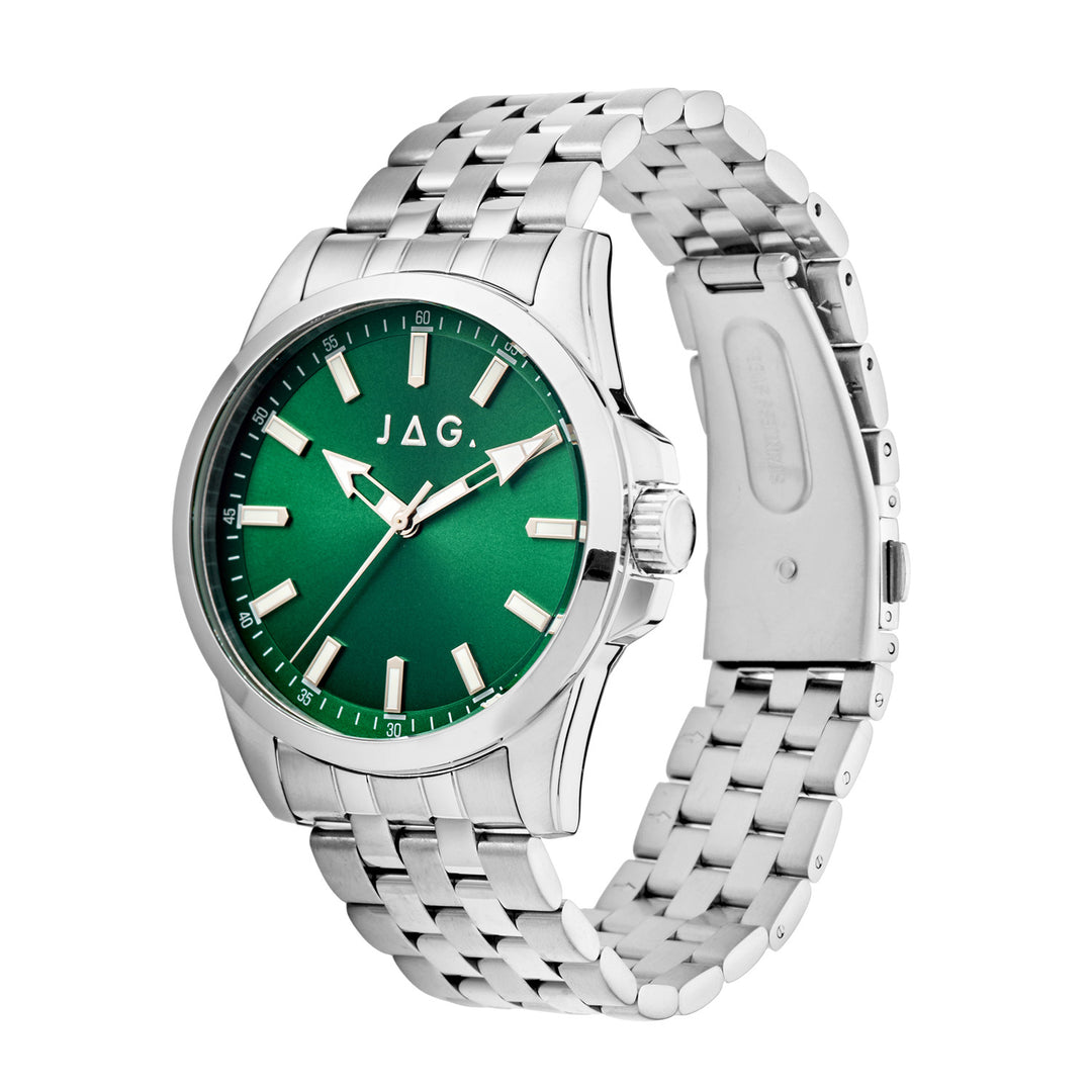 Ethan Mens Green Dial 41mm Silver Watch