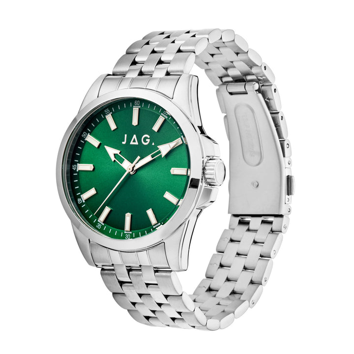 Ethan Mens Green Dial 41mm Silver Watch