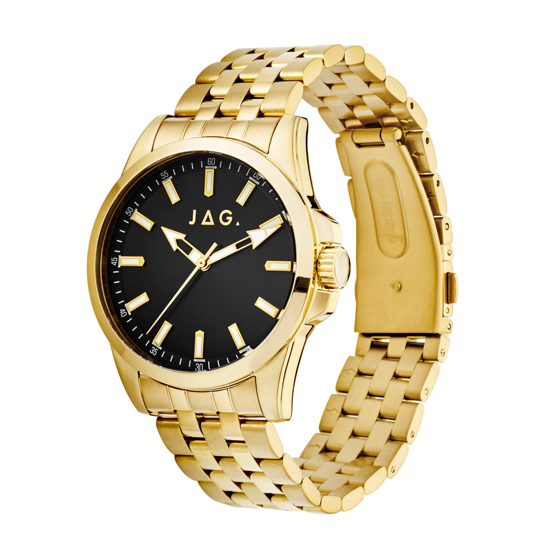 Ethan Mens Black Dial 41mm Gold Watch