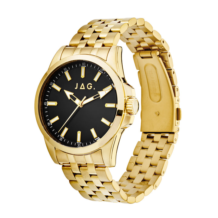 Ethan Mens Black Dial 41mm Gold Watch