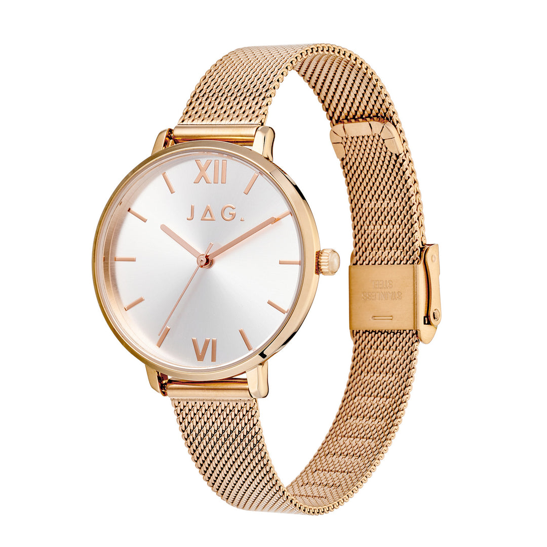 Sophie Womens Silver Dial 36mm Rose Gold Watch