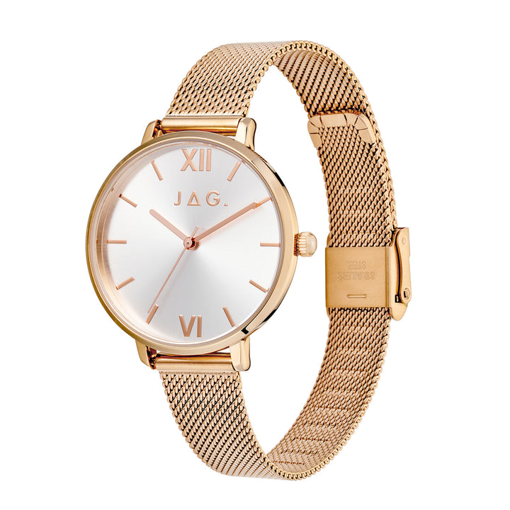 Sophie Womens Silver Dial 36mm Rose Gold Watch