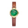 Freya Womens Green Dial 27mm Brown Strap Watch