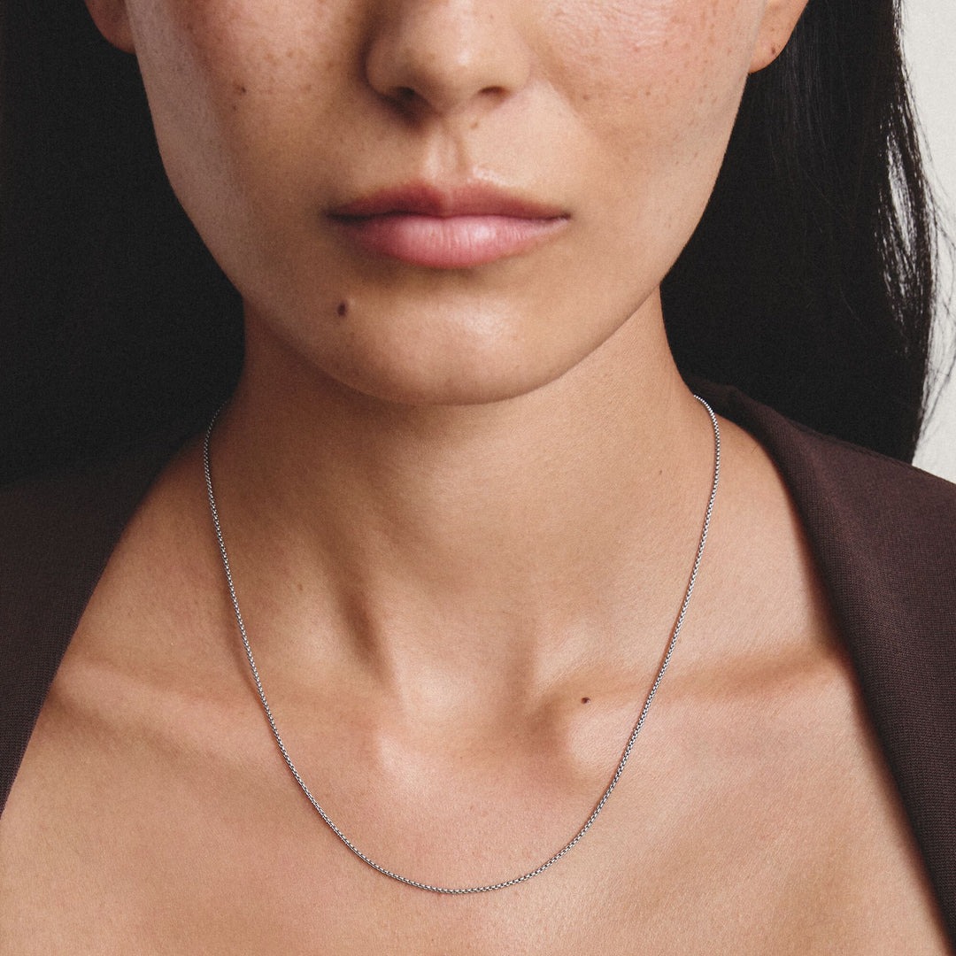 THOMAS SABO Silver-Plated Box Chain Necklace 1mm