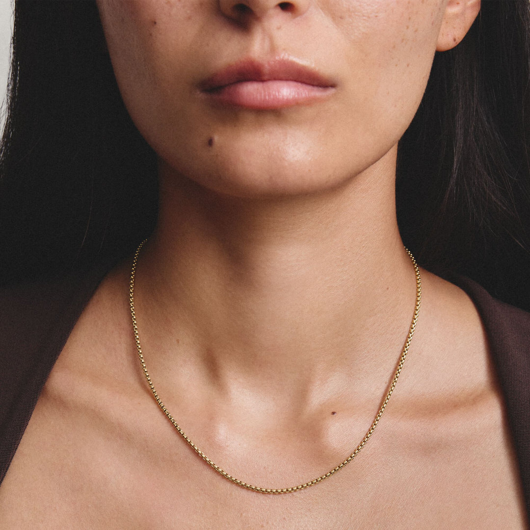 THOMAS SABO Gold-Tone Stainless Steel Box Chain Necklace 2mm