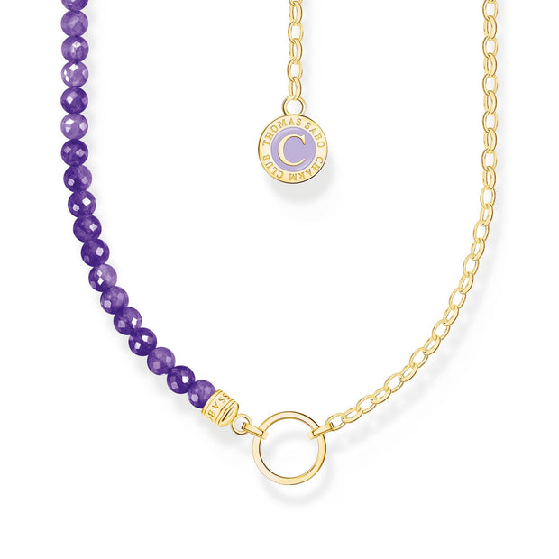THOMAS SABO Gold Member Charm Necklace with Violet Beads