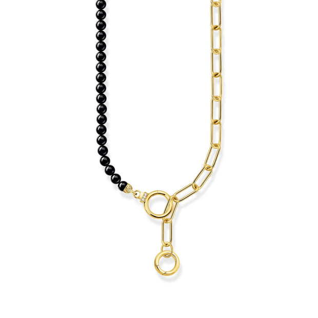 THOMAS SABO Necklace with Onyx Beads and White Zirconia