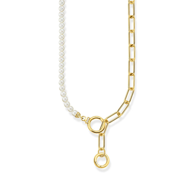 THOMAS SABO Golden Necklace with Freshwater Pearls and Zirconia