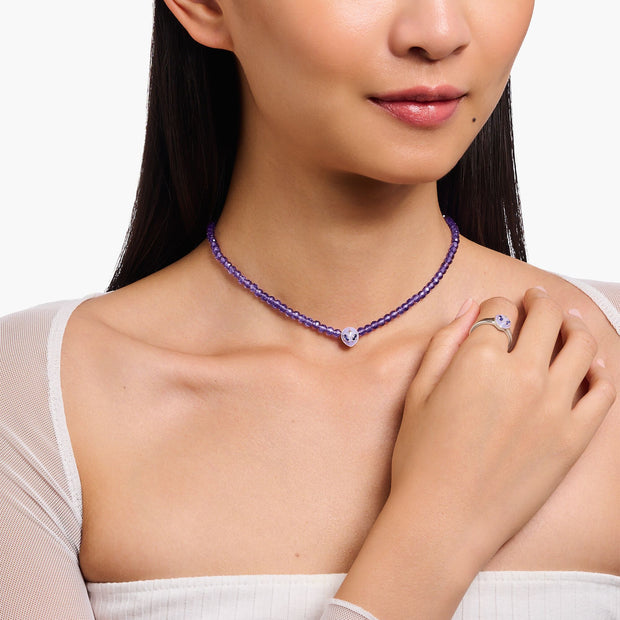 THOMAS SABO Alien Necklace with Imitation Amethyst Beads