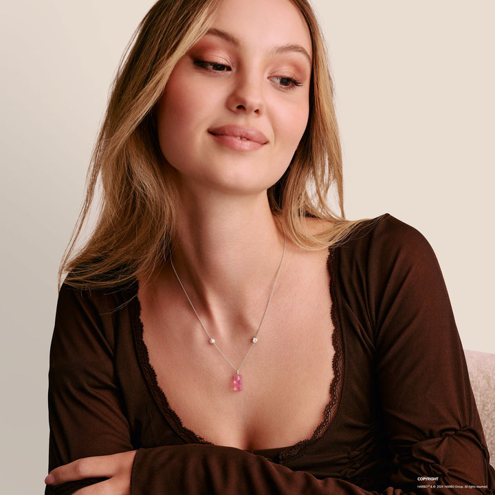 THOMAS SABO Necklace with pink goldbears pendant & freshwater pearl