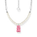 Link necklace with pink Goldbears & freshwater pearls | The Jewellery Boutique