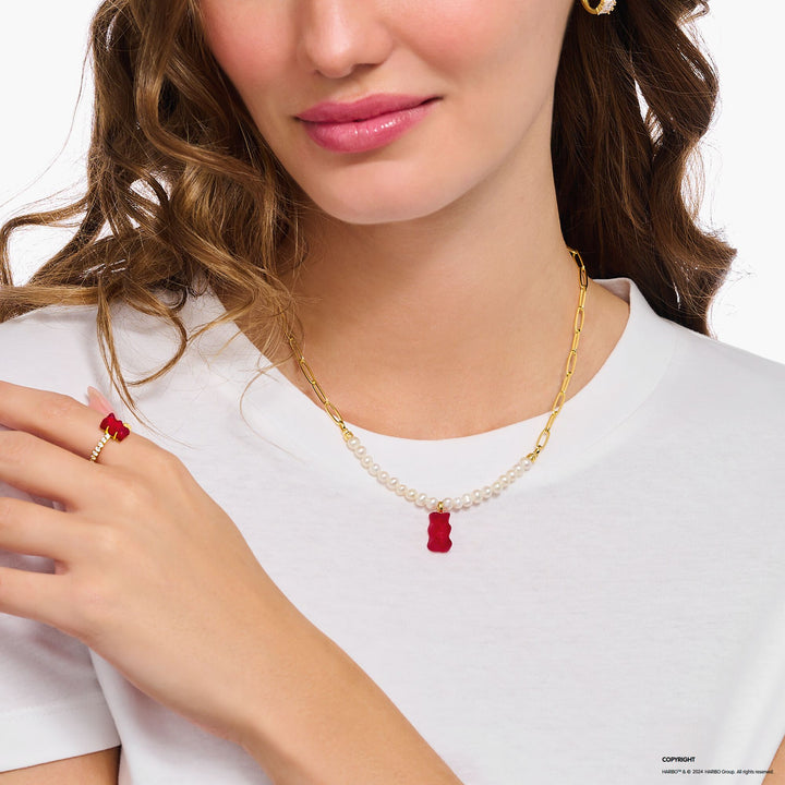 THOMAS SABO x HARIBO: Gold-plated Link necklace Strawberry Red Goldbear