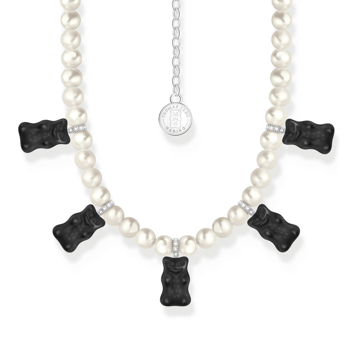 Pearl necklace with black goldbears | The Jewellery Boutique