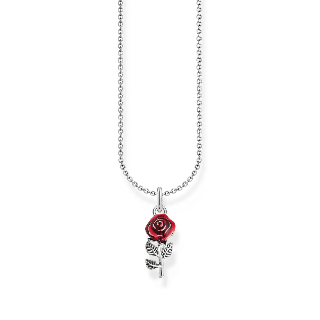 THOMAS SABO Necklace with red rose pendant and cold enamel
