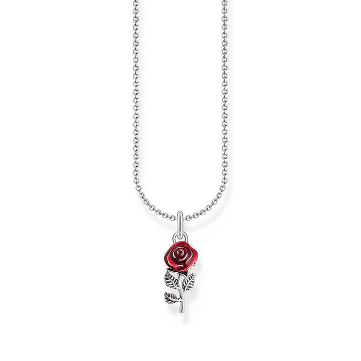 THOMAS SABO Necklace with red rose pendant and cold enamel