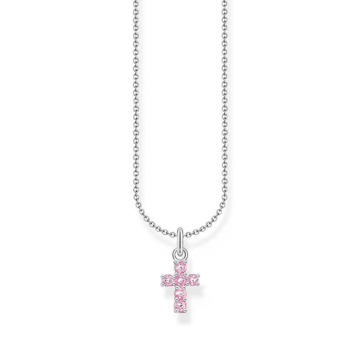 THOMAS SABO Necklace with cross pendant with pink zirconia 