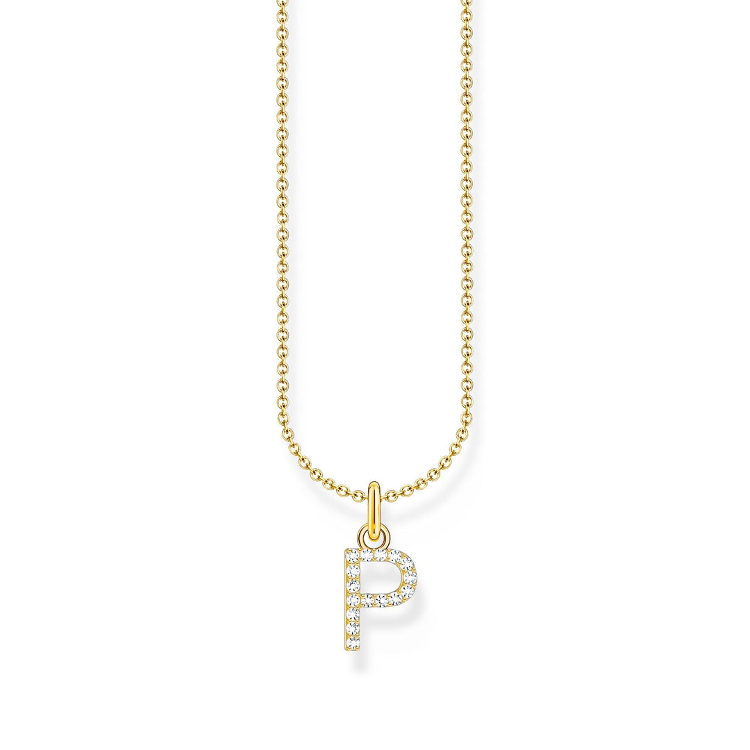 THOMAS SABO Necklace with letter pendant P and white zirconia - gold