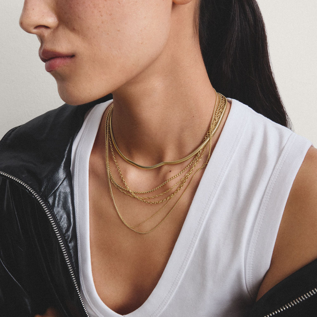 THOMAS SABO Gold-Tone Stainless Steel Snake Chain Necklace 4mm
