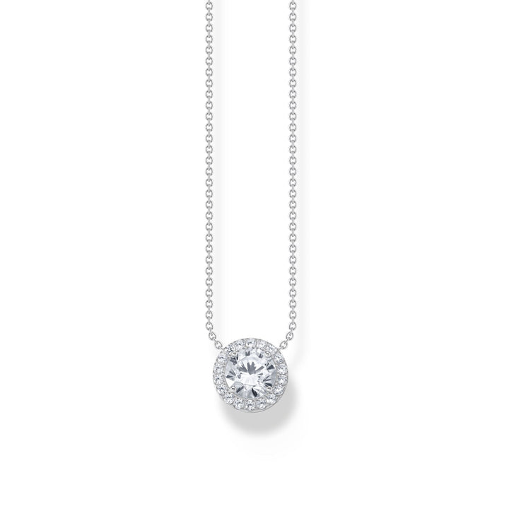 Necklace with halo pedant with white zirconia | The Jewellery Boutique